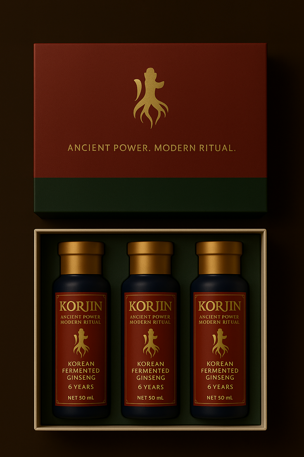 Korjin HanShot™ - Fermented Korean Red Ginseng Shot (50mL) | Clean Energy, Focus, Adaptogens
