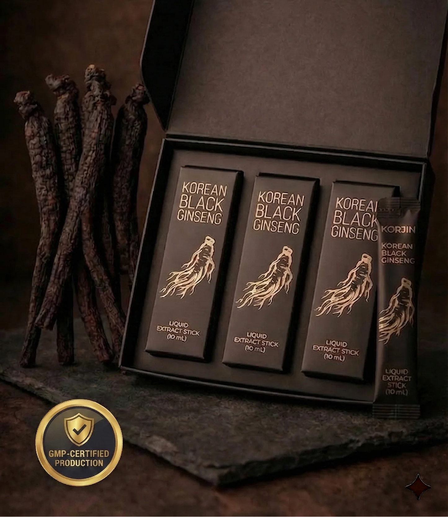 Korean Black Panax Ginseng Liquid Extract Sticks (30-Pack)